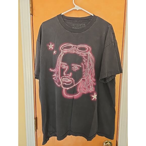 Superrradical Kurt Cobain T-shirt Size XL Rare Black Neon - Picture 1 of 6